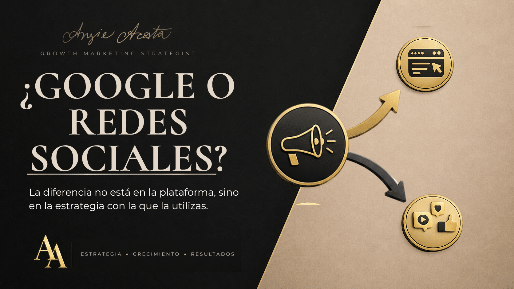 Imagen que representa la diferencia entre Google y las redes sociales dentro de una estrategia de marketing digital orientada al crecimiento empresarial.